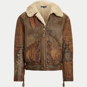 Ralph Lauren Leather - Trim Shearling Bomber Jacket